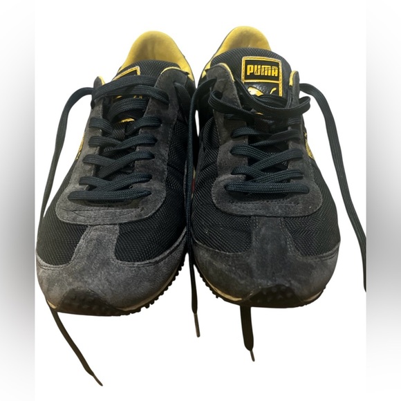 Puma Gray and Yellow Retro Sneakers with Sleek Low-Top Design - Picture 4 of 8